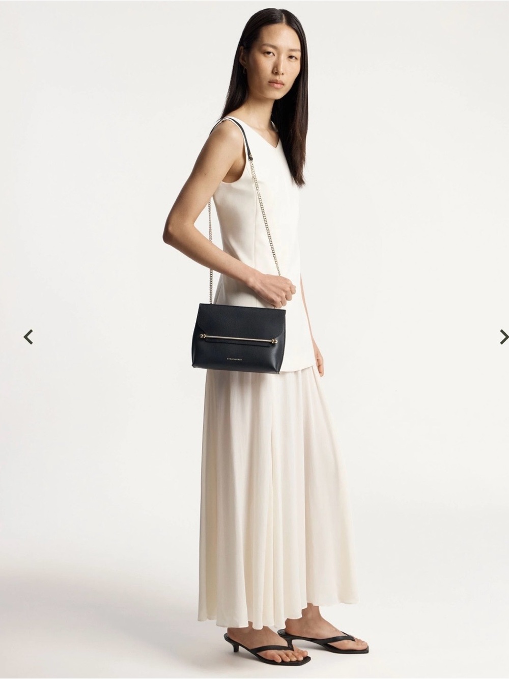 Strathberry Black Leather Stylist Crossbody & Clutch